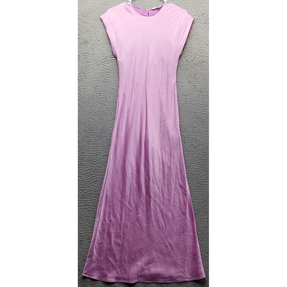 Amanda Uprichard Silk Long Maxi Dress Womens S Purple Sleeveless Keyhole Back